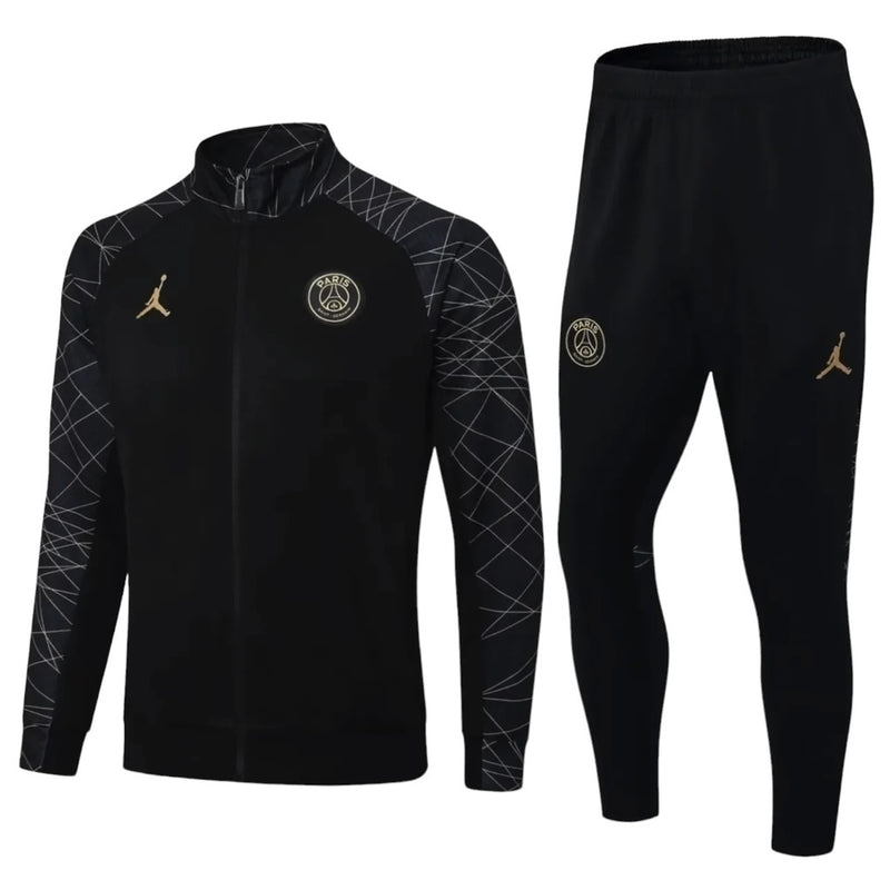 Conjunto de Treino Paris 23/24 preto com listras amarelas
