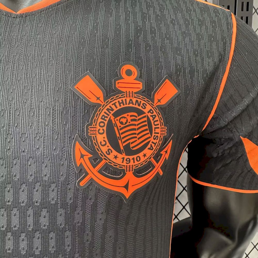 Camisa Timão III 25/26 - Jogador Masculina - Preto e Laranja