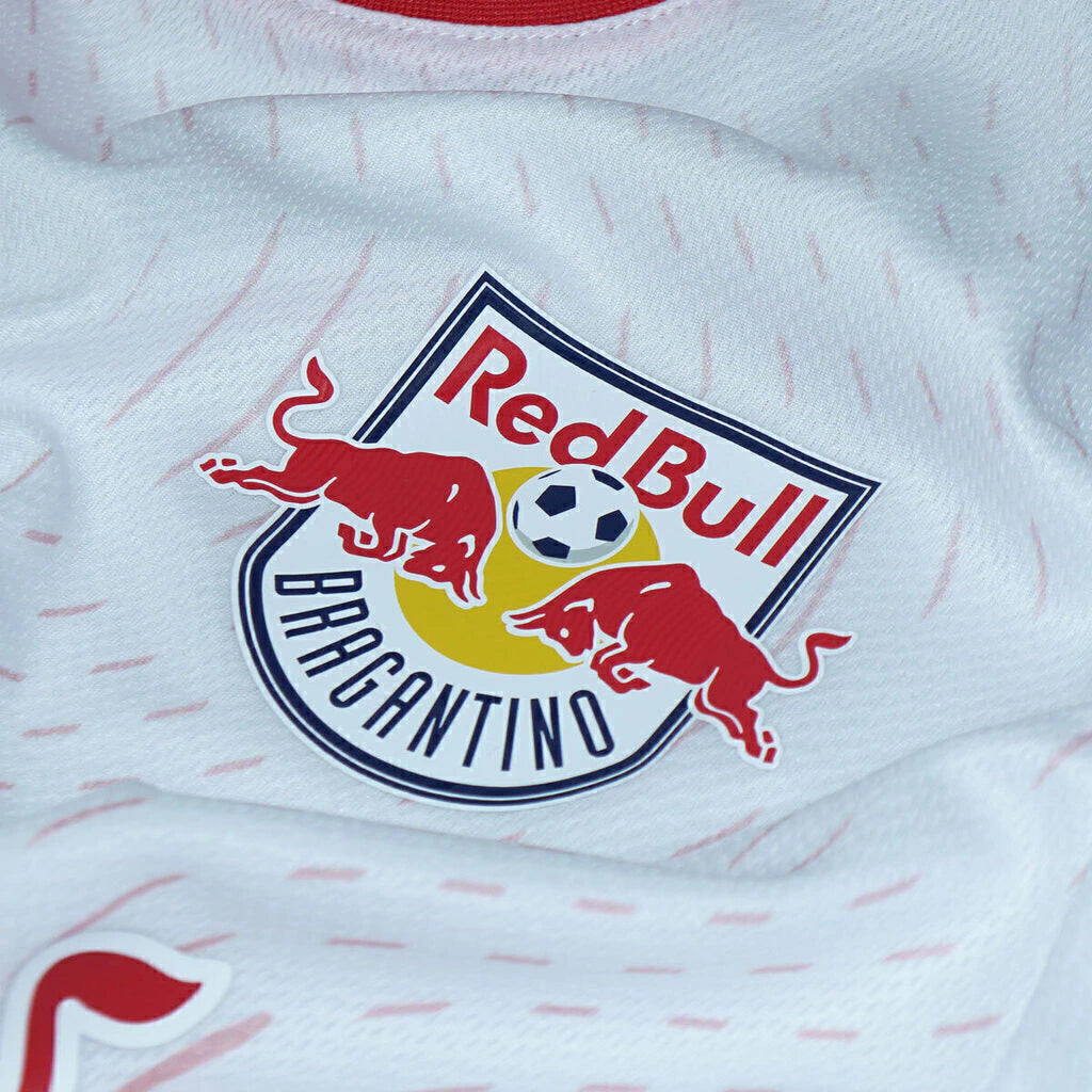 Camisa Red Bull Bragantino I 25/26 - Torcedor Puma Masculina - Branca com detalhes em vermelho
