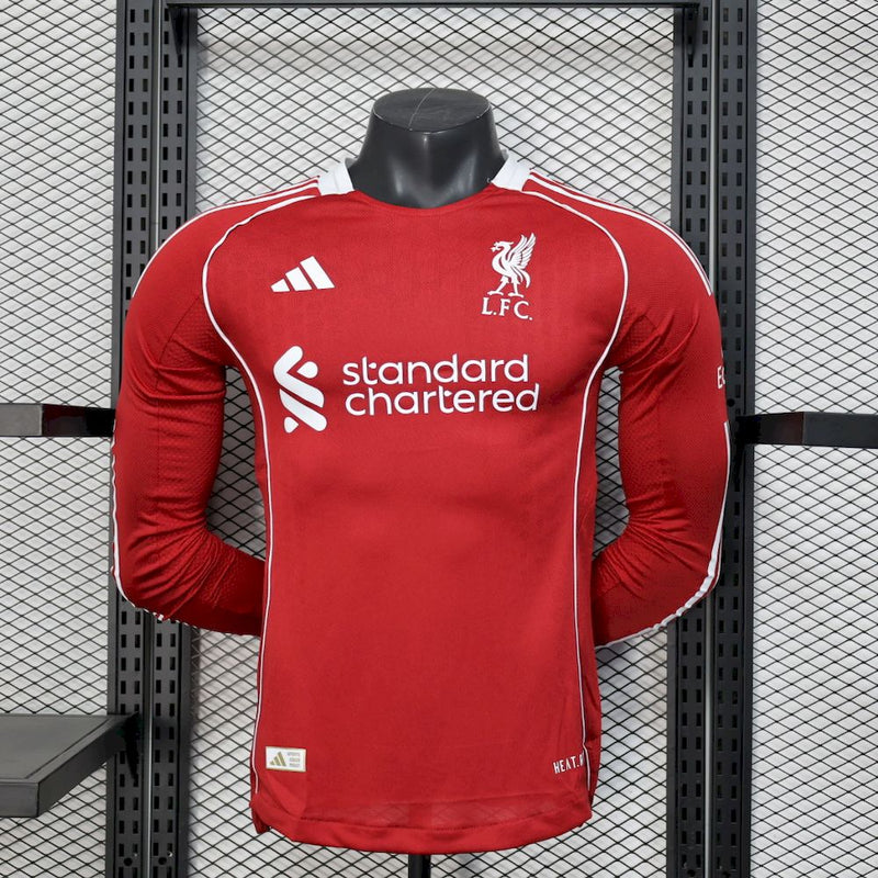 Camisa Liverpool Home 25/26 - Versão Jogador Manga comprida