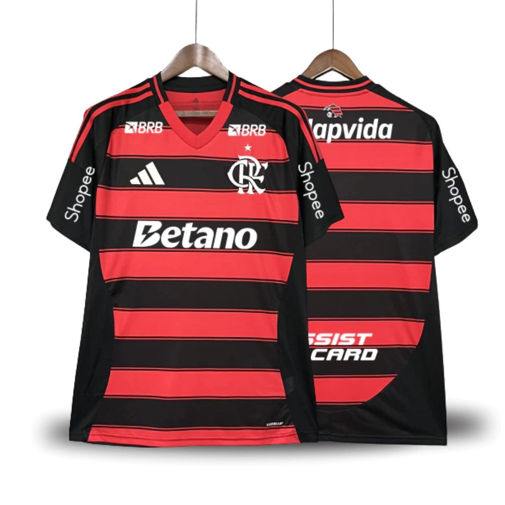 Camisa Flamengo I 25/26 + Patrocínios - Vermelha e Preta