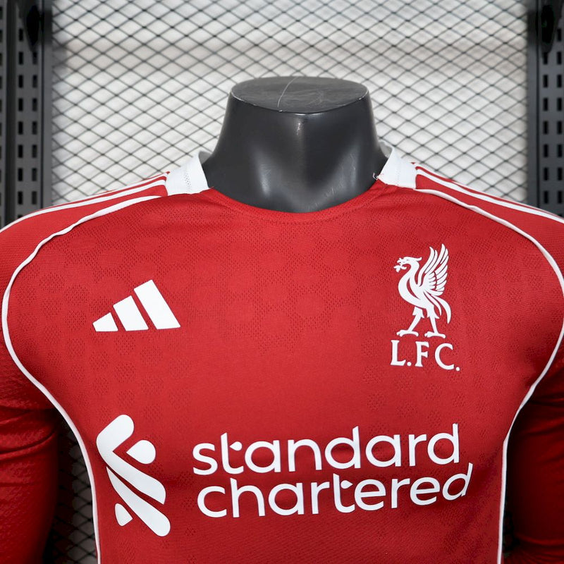 Camisa Liverpool Home 25/26 - Versão Jogador Manga comprida