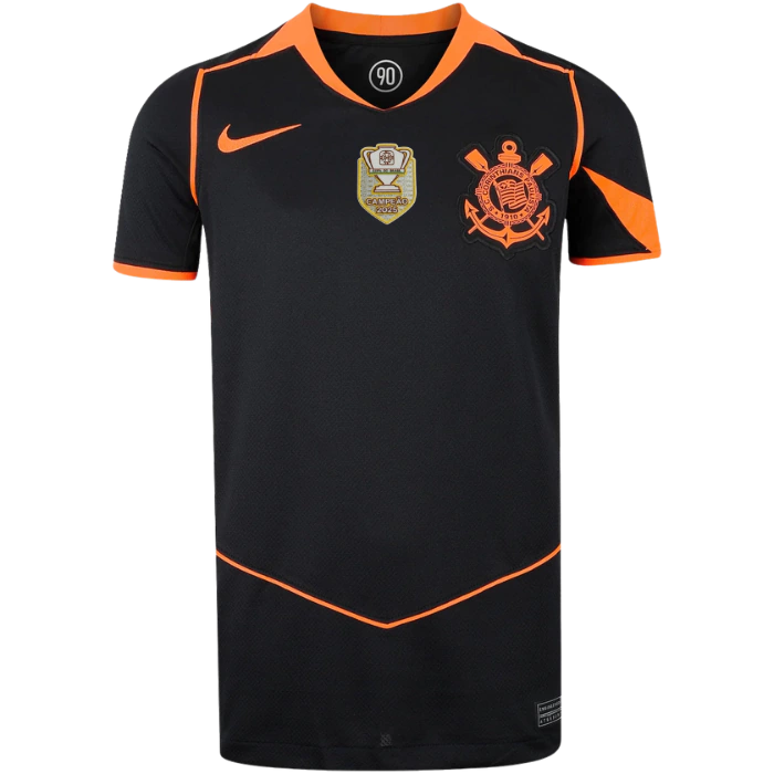 Camisa Corinthians III 25/26 - Torcedor Preta e Laranja + Patch CAMPEÃO Copa do Brasil